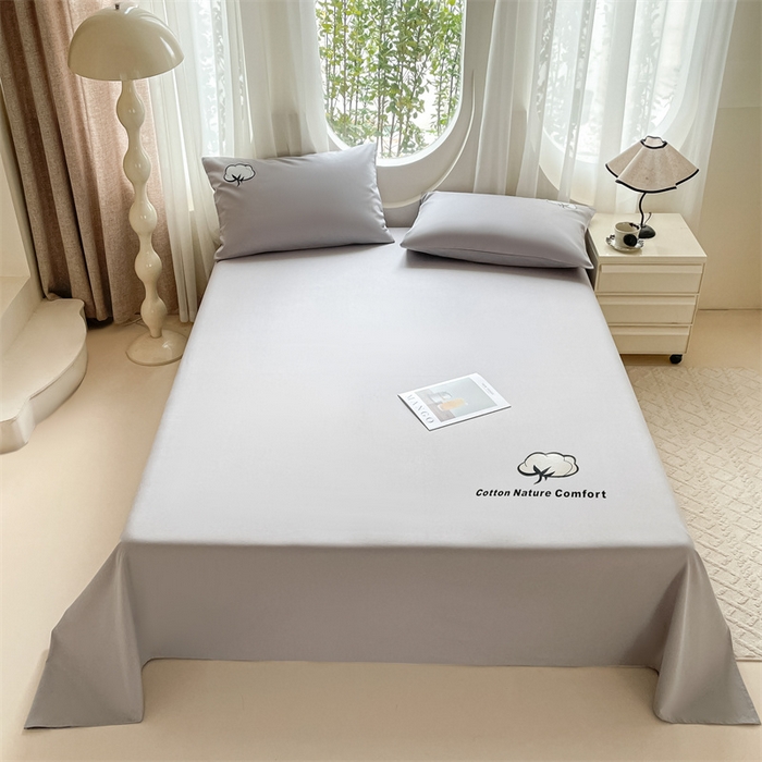 91家纺网 家纺一手货源 找家纺 布卢姆床垫 2025新款全棉纯棉烫画全棉老粗布床单凉席 棉朵-浅灰