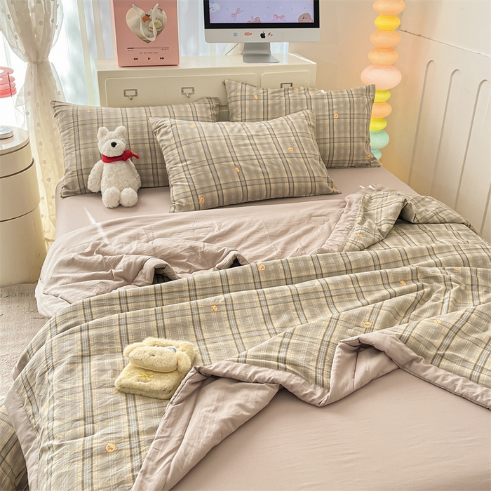 91家纺网 家纺一手货源 找家纺 美梦里 2025新款A类水洗棉棉花夏被 夏凉被空调被 英伦小熊