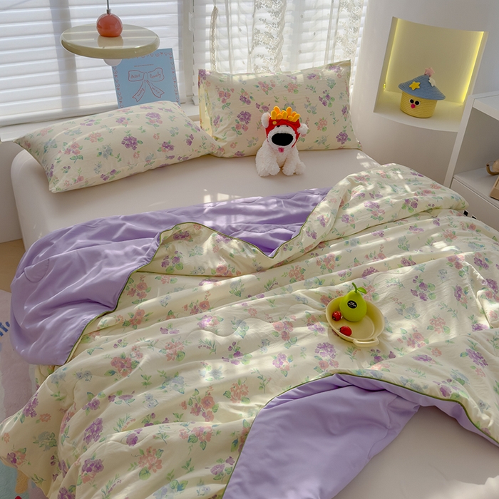 91家纺网 家纺一手货源 找家纺 美派工厂店2025新款水洗邹邹纱夏被 流心奶糕