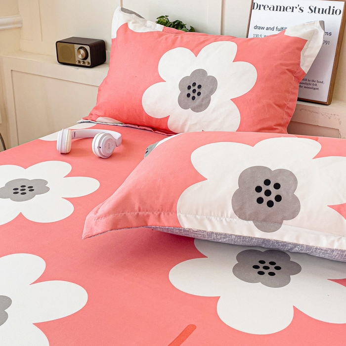 91家纺网 家纺一手货源 找家纺 朵朵家纺 2025新款亲肤棉芦荟棉床笠单床笠，磨毛床笠，印花床笠（可定制尺寸 ） 春暖花开粉