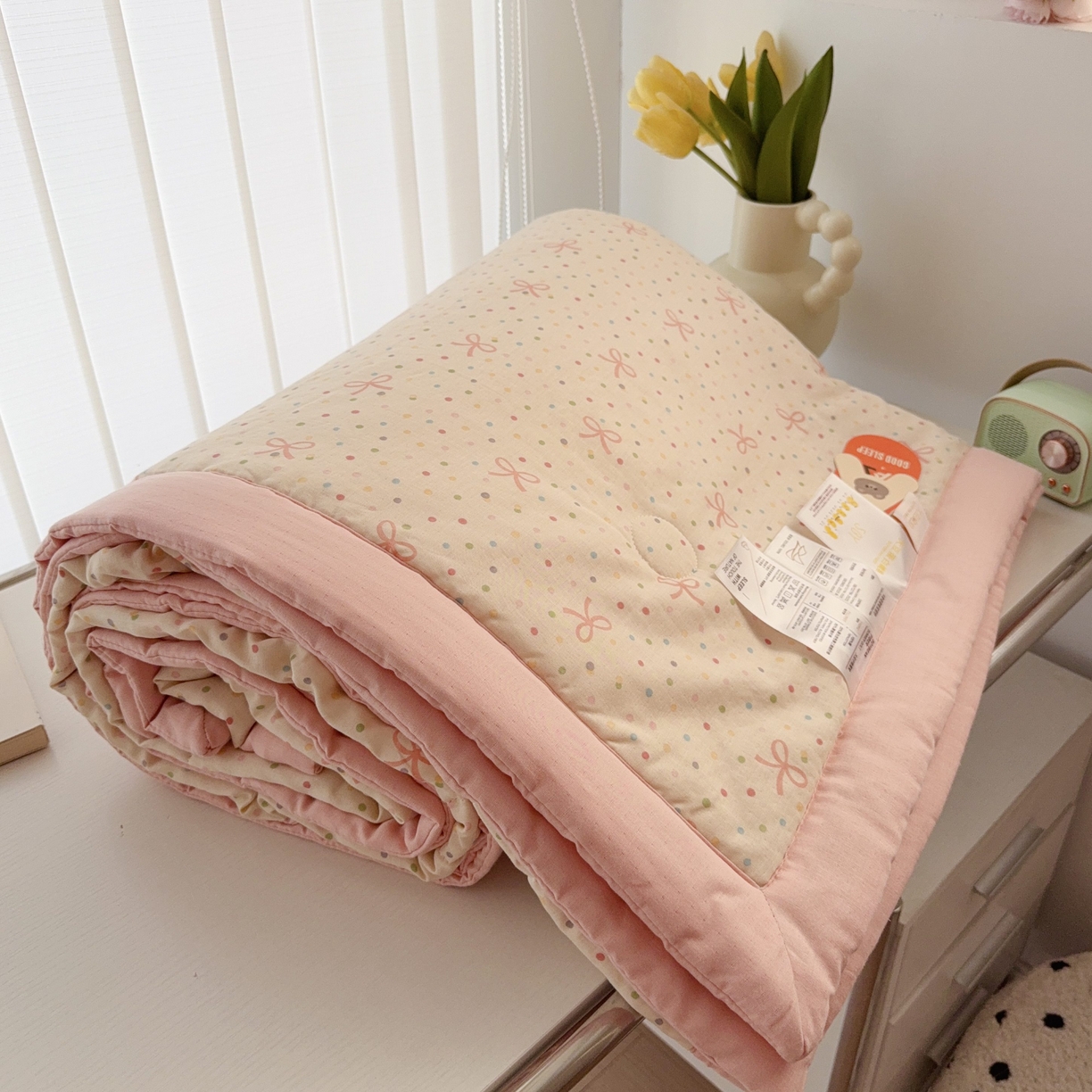 91家纺网 家纺一手货源 找家纺 于果 2025新款全棉双层纱夏被四件套 奶油派