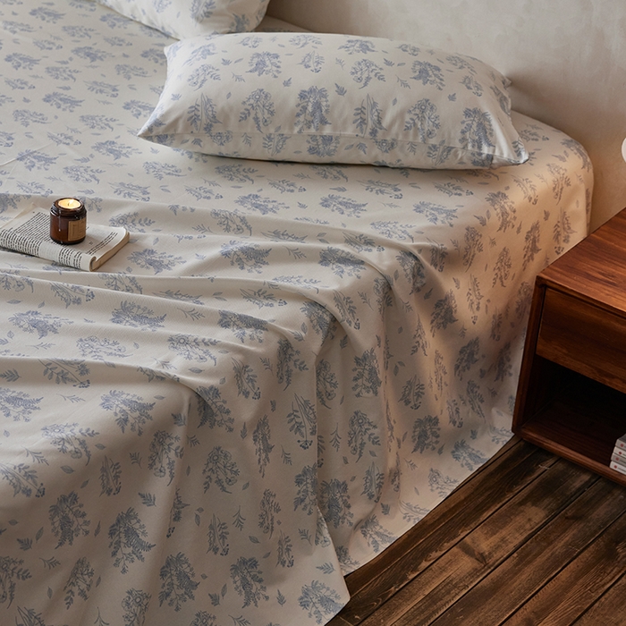 91家纺网 家纺一手货源 找家纺 千朵森2025新款A类全棉老粗布床单三件套 临水