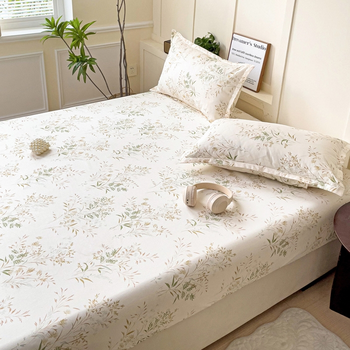 91家纺网 家纺一手货源 找家纺 朵朵家纺 2025新款亲肤棉芦荟棉床笠单床笠，磨毛床笠，印花床笠（可定制尺寸 ） 仙草