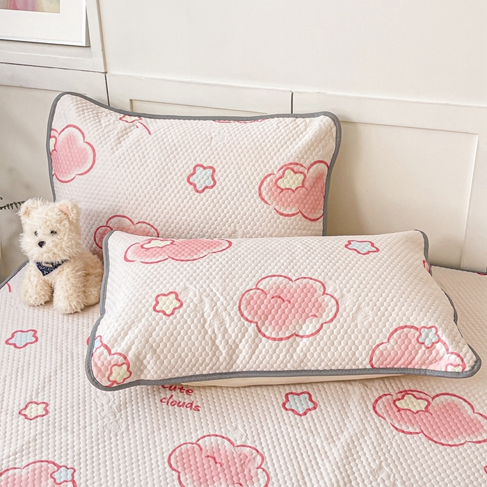 91家纺网 家纺一手货源 找家纺 川悦生活 2025新款大版冰豆豆凉豆豆凉席 粉星星