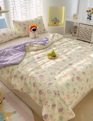 91家纺网 家纺一手货源 找家纺 美派工厂店2025新款水洗邹邹纱夏被 流心奶糕