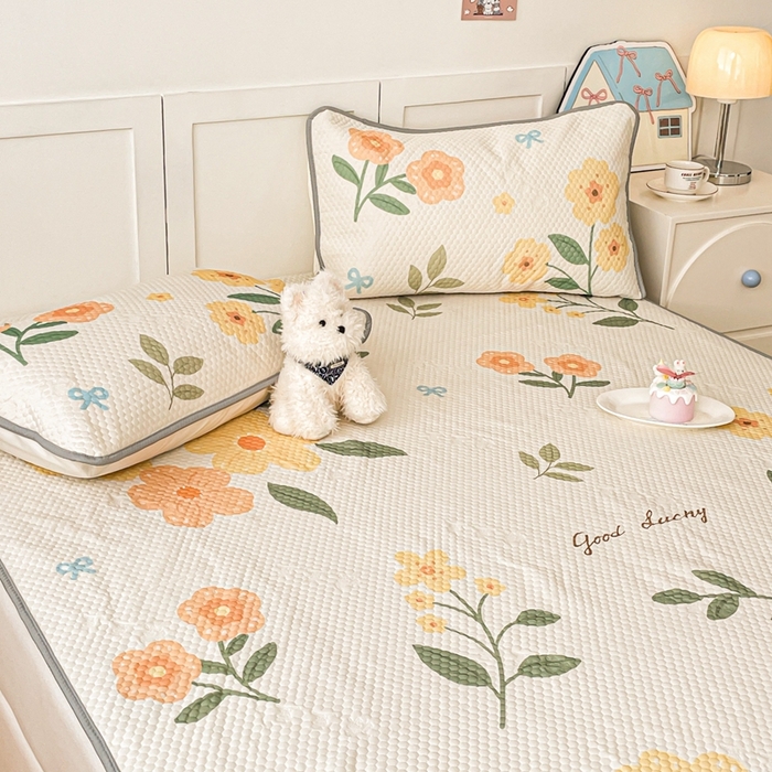 91家纺网 家纺一手货源 找家纺 川悦生活 2025新款大版冰豆豆凉豆豆凉席 花之夏