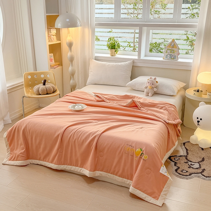 91家纺网 家纺一手货源 找家纺 帕芬鸟家纺 2025新款柠檬夏被 柠檬-橙