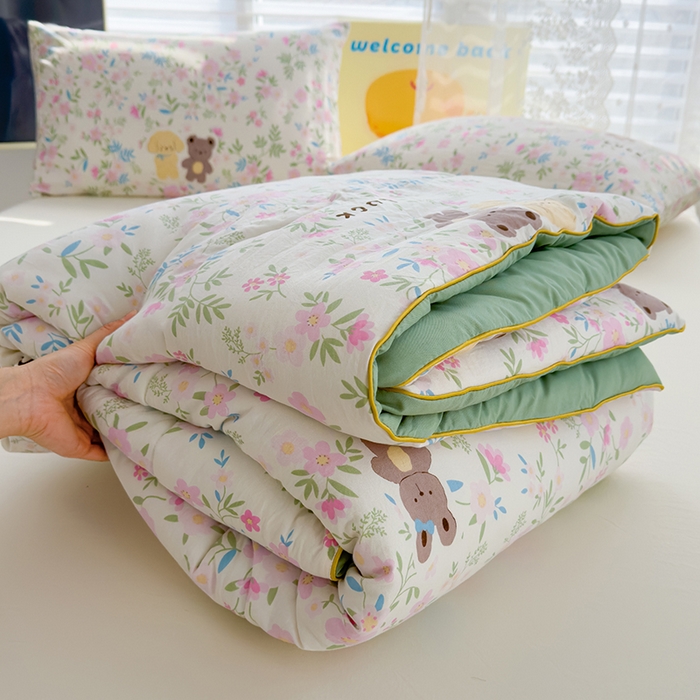 91家纺网 家纺一手货源 找家纺 美派工厂店2025新款水洗邹邹纱夏被 静谧