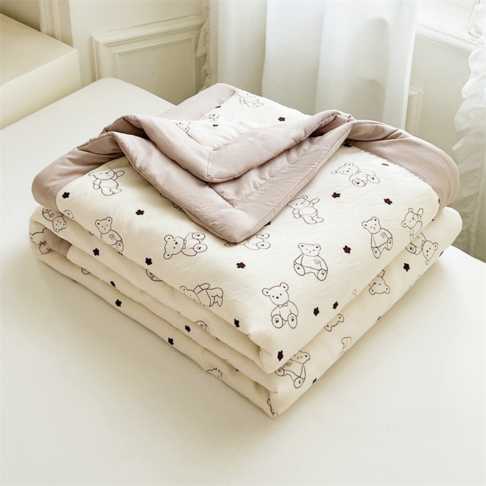 91家纺网 家纺一手货源 找家纺 美梦里 2025新款A类水洗棉棉花夏被 夏凉被空调被 小熊星愿