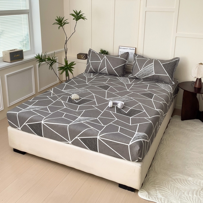 91家纺网 家纺一手货源 找家纺 朵朵家纺 2025新款亲肤棉芦荟棉床笠单床笠，磨毛床笠，印花床笠（可定制尺寸 ） 爱尚灰