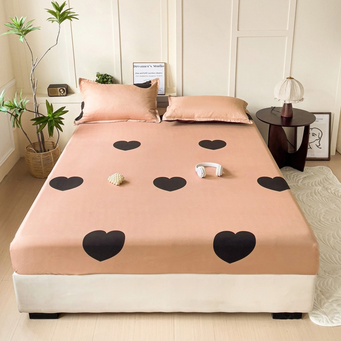 91家纺网 家纺一手货源 找家纺 朵朵家纺 2025新款亲肤棉芦荟棉床笠单床笠，磨毛床笠，印花床笠（可定制尺寸 ） 比心