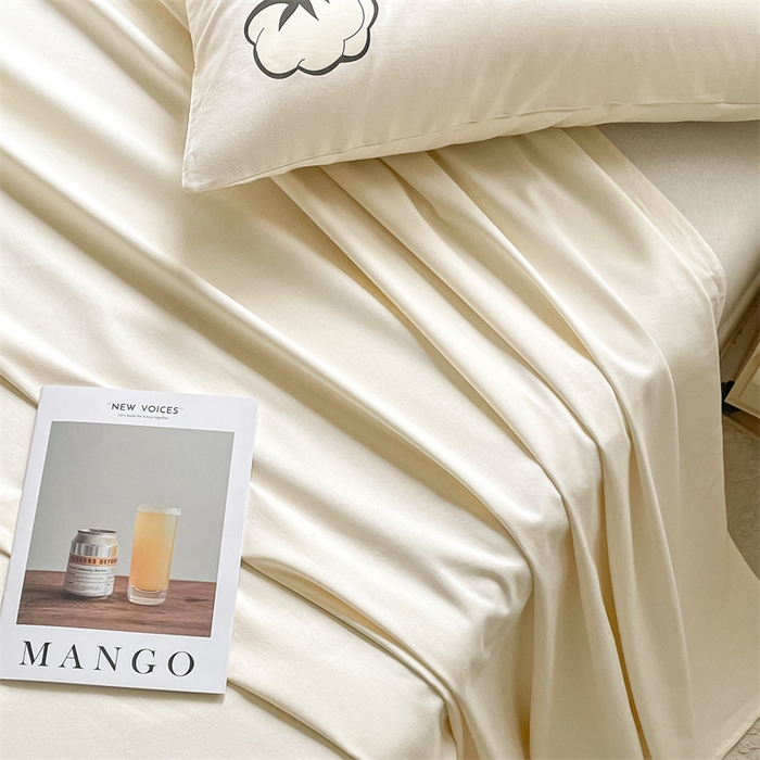 91家纺网 家纺一手货源 找家纺 布卢姆床垫 2025新款全棉纯棉烫画全棉老粗布床单凉席 棉朵-奶黄