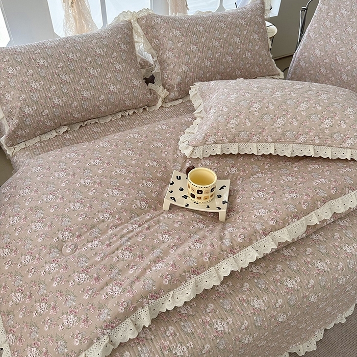 91家纺网 家纺一手货源 找家纺 （总）奈萝家纺 2025新款全棉13372花边床盖三件套四件套纯棉花边夏被春秋被