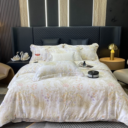 莱豫2025新款50支莱赛尔天丝四件套 遇春雪米