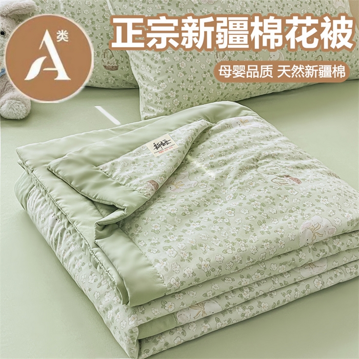 91家纺网 家纺一手货源 找家纺 美梦里 2025新款A类水洗棉棉花夏被 夏凉被空调被 花丛小兔