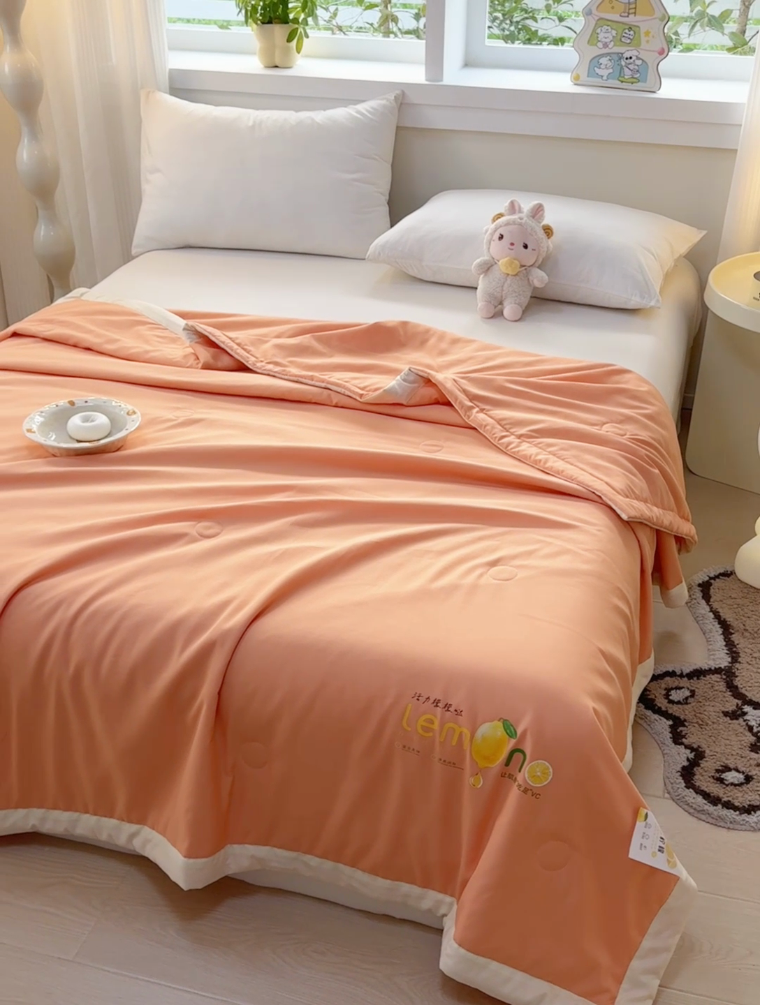 91家纺网 家纺一手货源 找家纺 帕芬鸟家纺 2025新款柠檬夏被 柠檬-橙