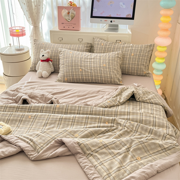 91家纺网 家纺一手货源 找家纺 美梦里 2025新款A类水洗棉棉花夏被 夏凉被空调被 英伦小熊