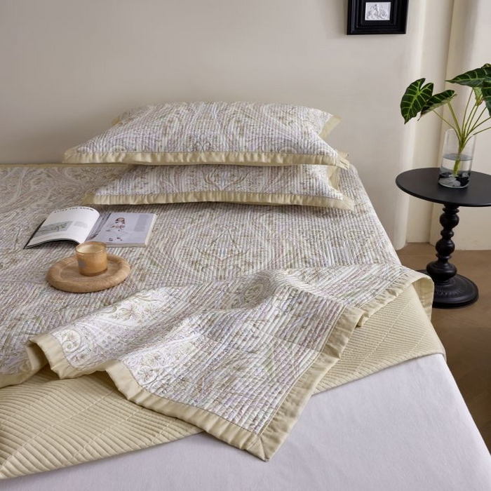 91家纺网 家纺一手货源 找家纺 黛舒家居2025新款天丝水洗印花夏被床盖三件套 莉格西塔