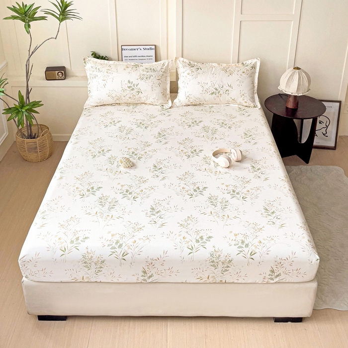 91家纺网 家纺一手货源 找家纺 朵朵家纺 2025新款亲肤棉芦荟棉床笠单床笠，磨毛床笠，印花床笠（可定制尺寸 ） 仙草