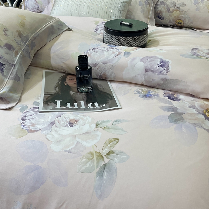 91家纺网 家纺一手货源 找家纺 莱豫2025新款50支莱赛尔天丝四件套 紫雾