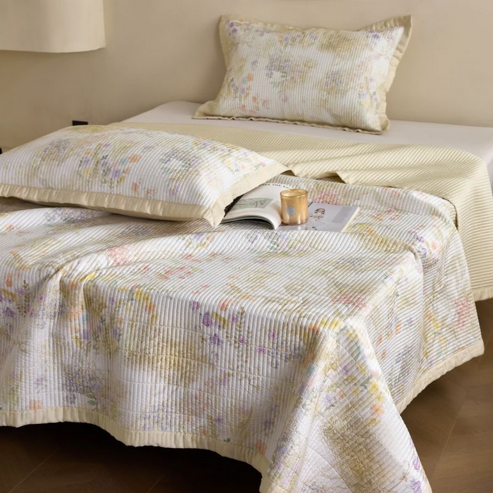 91家纺网 家纺一手货源 找家纺 黛舒家居2025新款天丝水洗印花夏被床盖三件套 花漾情