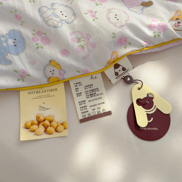 91家纺网 家纺一手货源 找家纺 美派工厂店2025新款水洗邹邹纱夏被 灰蒙小狗