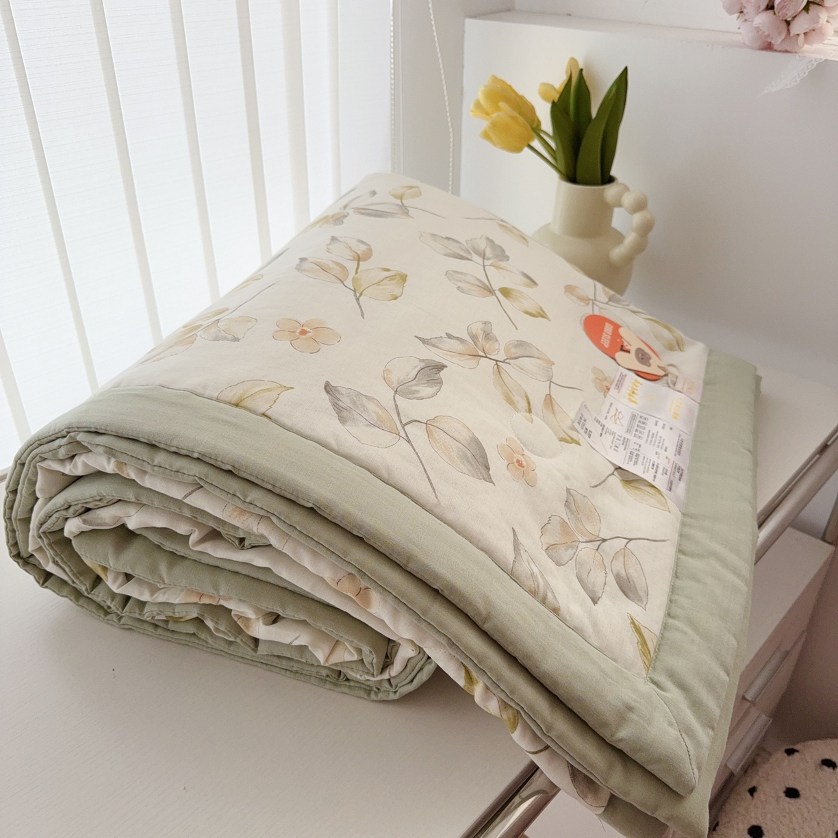 91家纺网 家纺一手货源 找家纺 于果 2025新款全棉双层纱夏被四件套 枝意