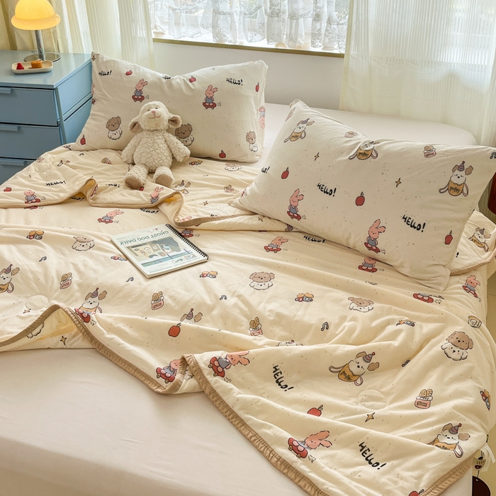 91家纺网 家纺一手货源 找家纺 葡萄家 2025新款A类母婴级大豆纤维牛奶丝针织棉夏凉被空调被-系列二 你好小狗