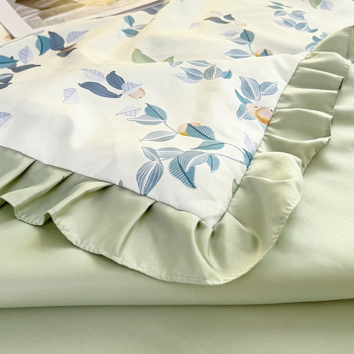 91家纺网 家纺一手货源 找家纺 找底底家纺 2025新款60S水洗天丝夏被夏凉被空调被床裙四件套 浪漫主义