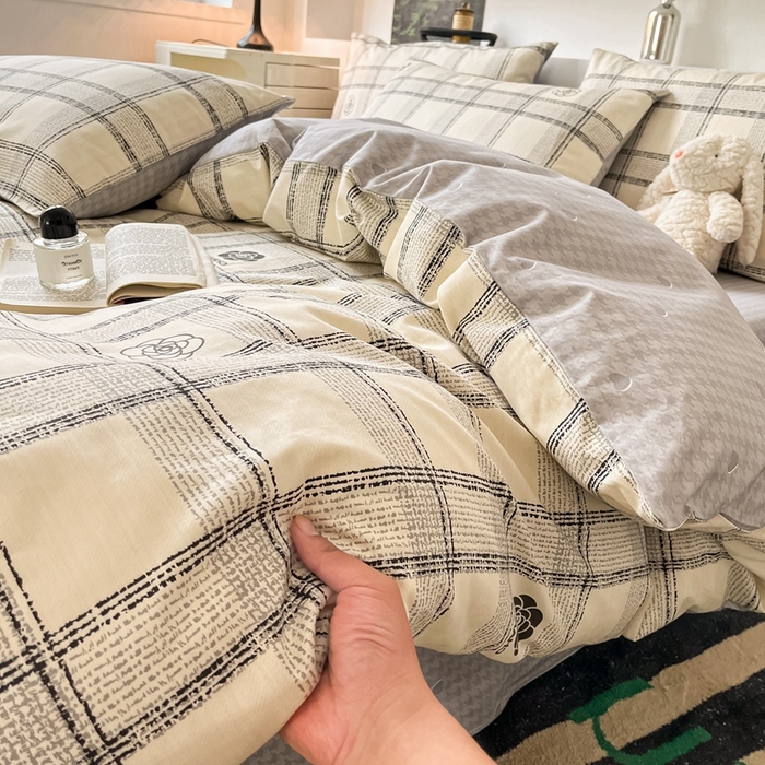 91家纺网 家纺一手货源 找家纺 吉象2025新款全棉印花北欧极简四件套系列 奈香