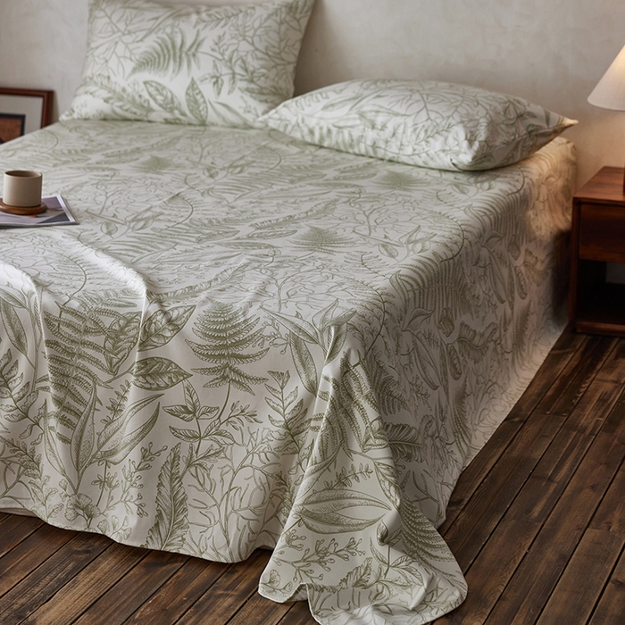 91家纺网 家纺一手货源 找家纺 千朵森2025新款A类全棉老粗布床单三件套 时节