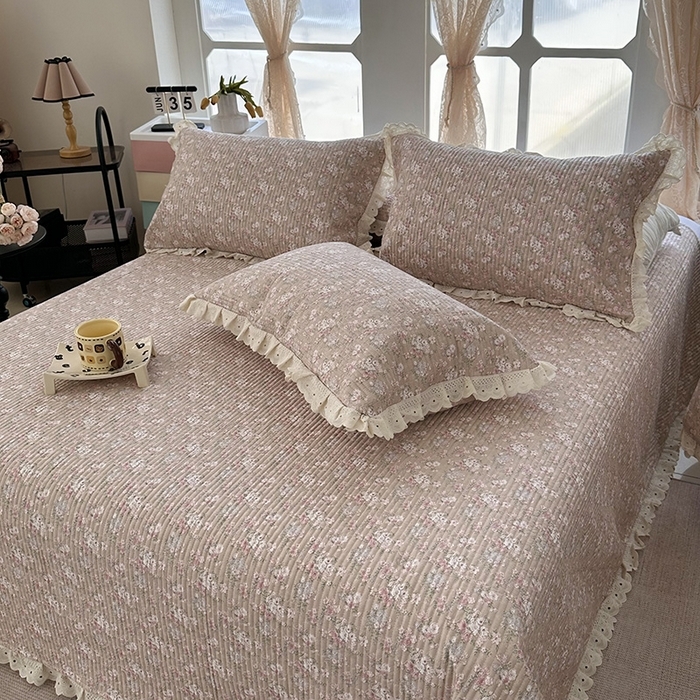 91家纺网 家纺一手货源 找家纺 （总）奈萝家纺 2025新款全棉13372花边床盖三件套四件套纯棉花边夏被春秋被