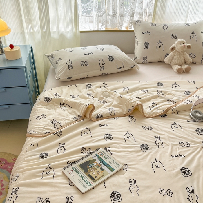 91家纺网 家纺一手货源 找家纺 葡萄家 2025新款A类母婴级大豆纤维牛奶丝针织棉夏凉被空调被-系列二 简笔画