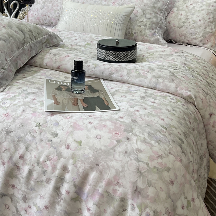 91家纺网 家纺一手货源 找家纺 莱豫2025新款50支莱赛尔天丝四件套 茉雅紫