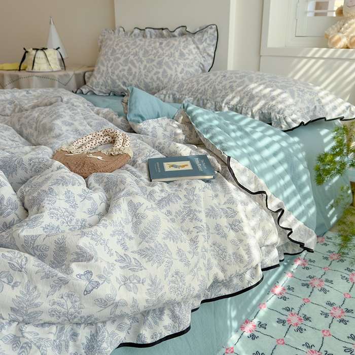 91家纺网 家纺一手货源 找家纺 慕尚 2025新款云感棉花边夏凉被空调被 蝶恋