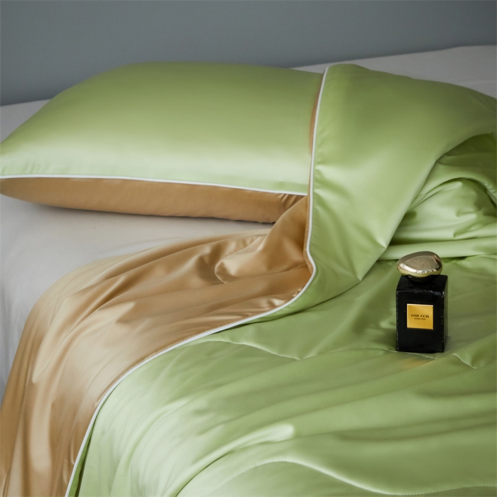 91家纺网 家纺一手货源 找家纺 （总）头等舱  2025新款水光缎冰肌锦氨A类55植物大豆7A抗菌夏被配礼盒