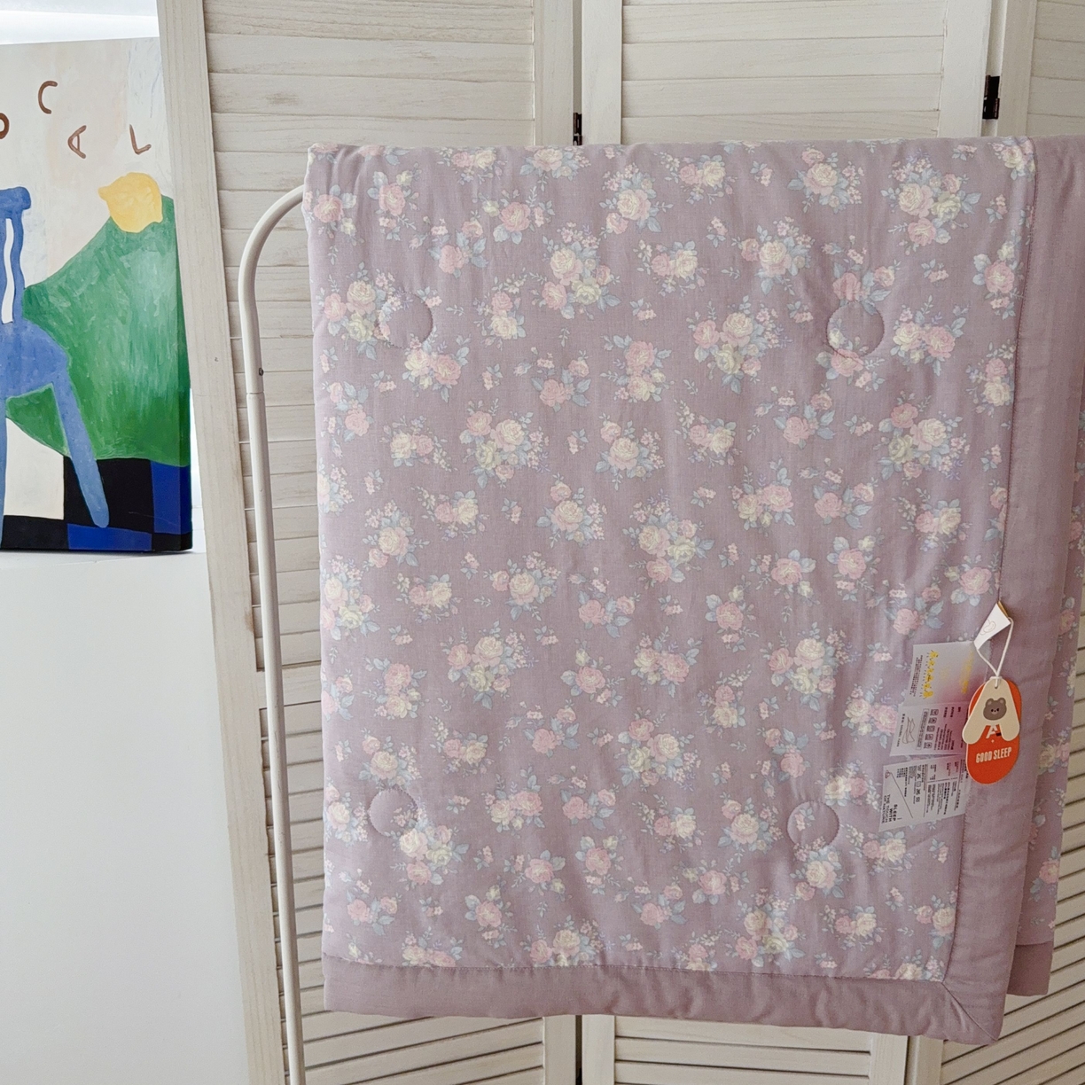 91家纺网 家纺一手货源 找家纺 于果 2025新款全棉双层纱夏被四件套 紫萱