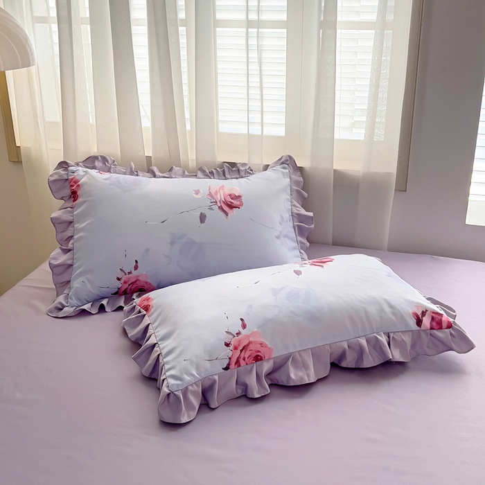 91家纺网 家纺一手货源 找家纺 找底底家纺 2025新款60S水洗天丝夏被夏凉被空调被床裙四件套 浪漫玫瑰