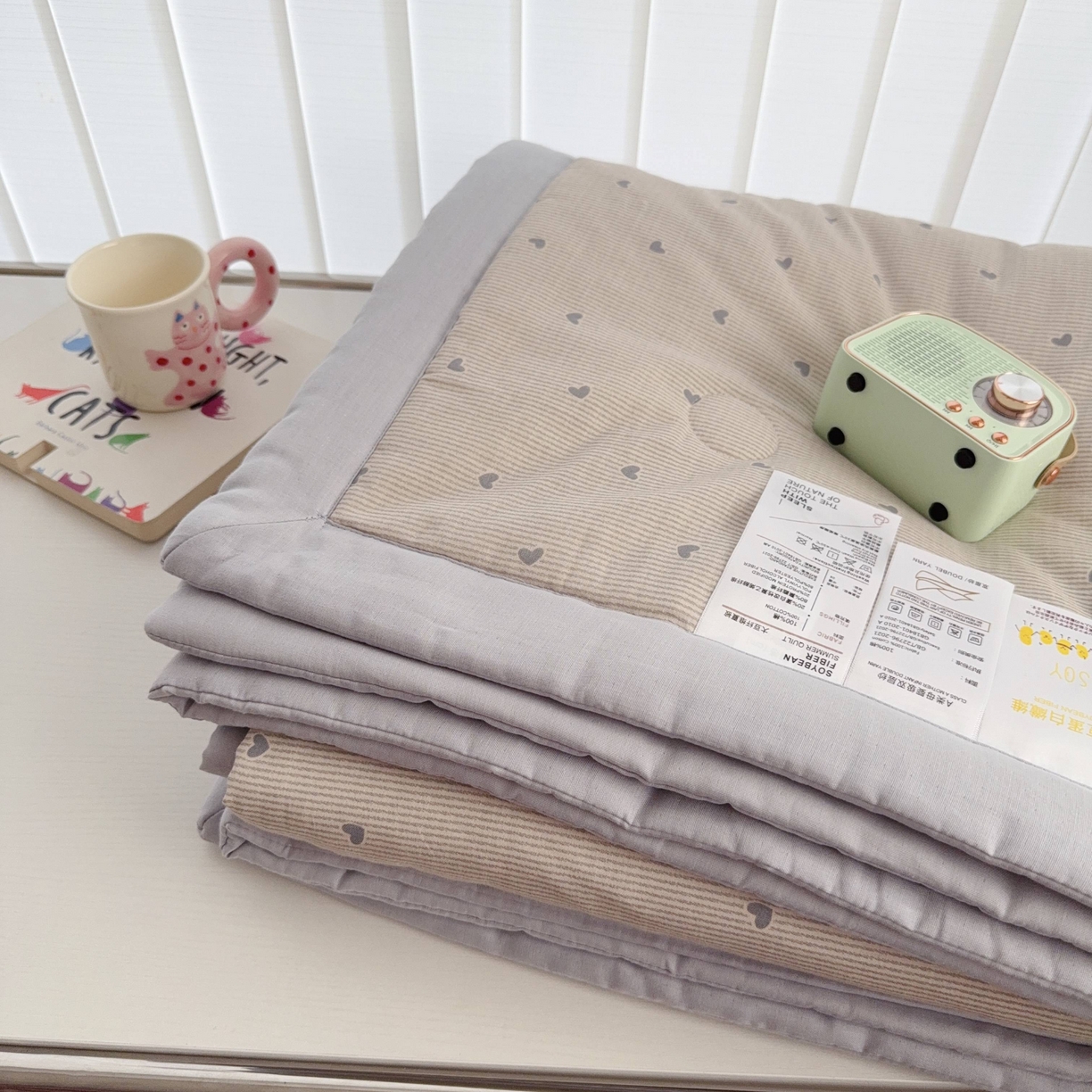 91家纺网 家纺一手货源 找家纺 于果 2025新款全棉双层纱夏被四件套 简单爱