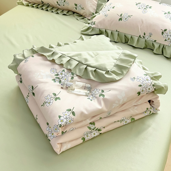 91家纺网 家纺一手货源 找家纺 找底底家纺 2025新款60S水洗天丝夏被夏凉被空调被床裙四件套 盛夏