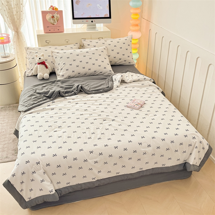 91家纺网 家纺一手货源 找家纺 美梦里 2025新款A类水洗棉棉花夏被 夏凉被空调被 蝴蝶结