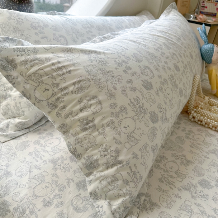 91家纺网 家纺一手货源 找家纺 百寐 2025新款13372全棉纯棉印花双人枕套+同款床单 布朗熊