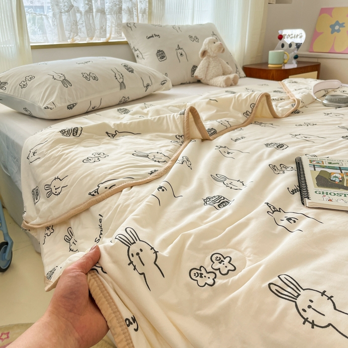 91家纺网 家纺一手货源 找家纺 葡萄家 2025新款A类母婴级大豆纤维牛奶丝针织棉夏凉被空调被-系列二 简笔画