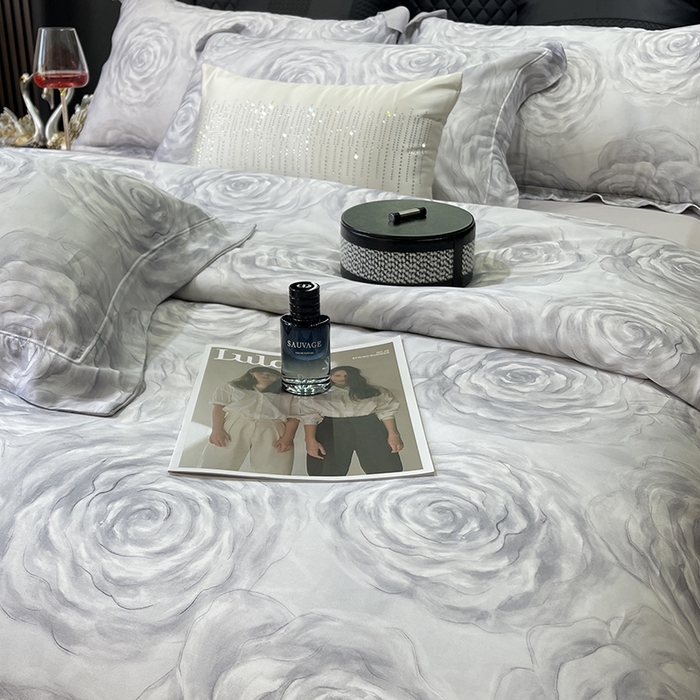 91家纺网 家纺一手货源 找家纺 莱豫2025新款50支莱赛尔天丝四件套 雾色玫瑰