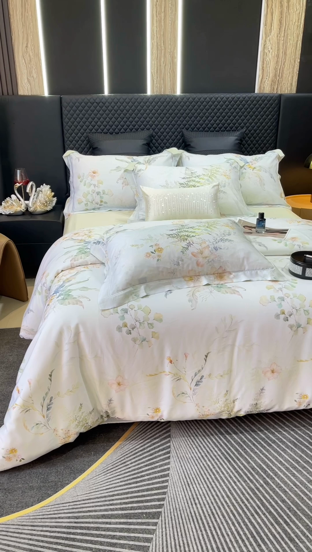 91家纺网 家纺一手货源 找家纺 莱豫2025新款50支莱赛尔天丝四件套 花岛邮局