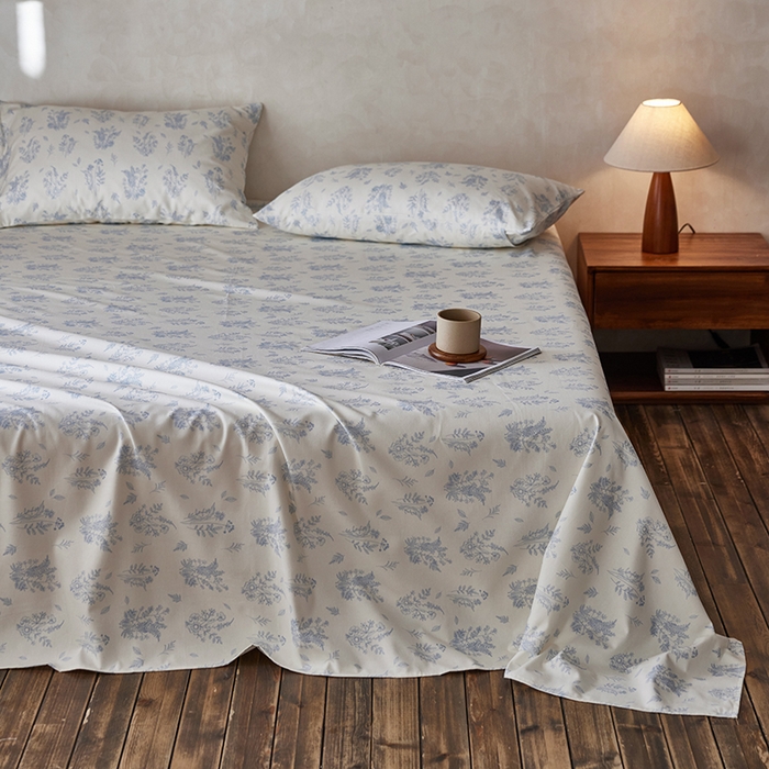 91家纺网 家纺一手货源 找家纺 千朵森2025新款A类全棉老粗布床单三件套 临水