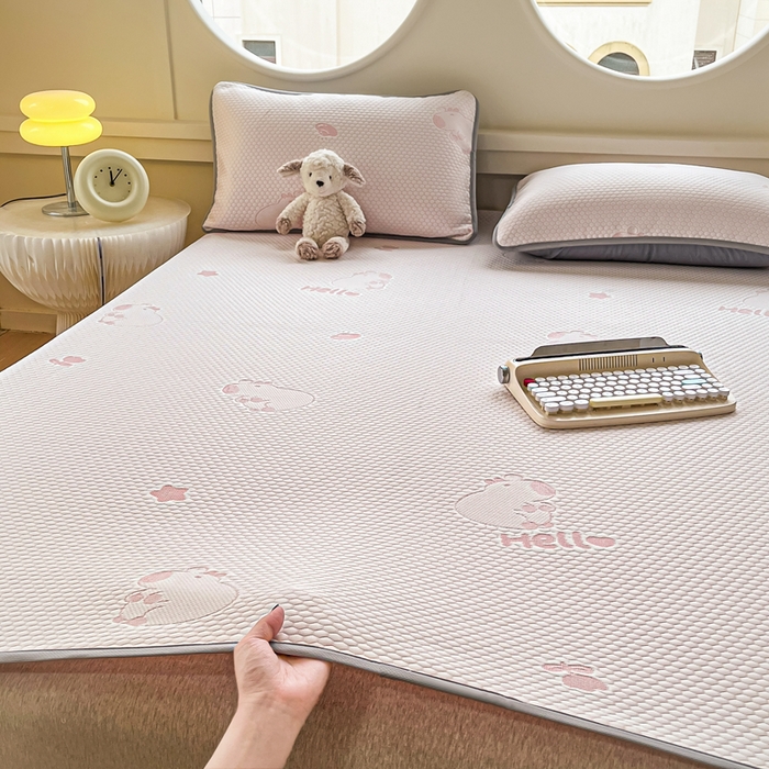 91家纺网 家纺一手货源 找家纺 （总）芙绣 2025新款凉感丝提花学生凉席三件套