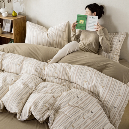 91家纺网 家纺一手货源 找家纺 （总）2025新款全棉水洗棉双层纱印花四件套