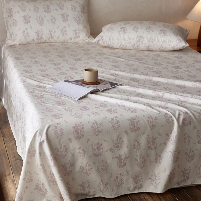 91家纺网 家纺一手货源 找家纺 千朵森2025新款A类全棉老粗布床单三件套 花枝