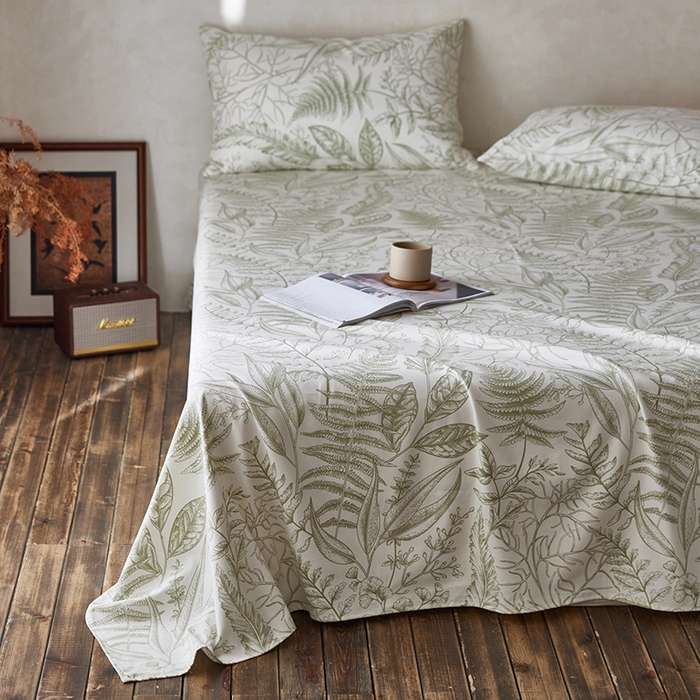 91家纺网 家纺一手货源 找家纺 千朵森2025新款A类全棉老粗布床单三件套 时节